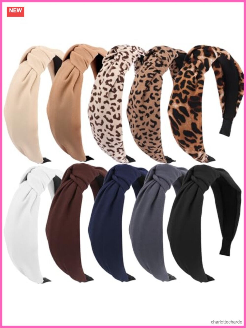 10 Pack Knotted Headbands Soft Fabric Non Slip Elastic Hair Accessories